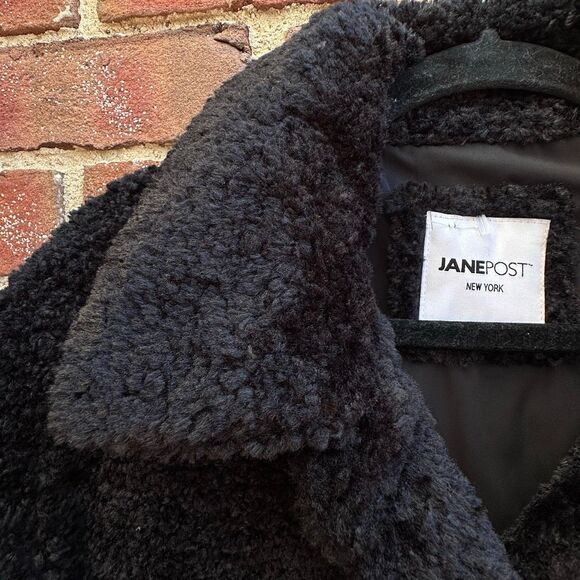 Jane Post $795 Curly Lamb Jane Coat black womens XL NWT - Picture 4 of 14